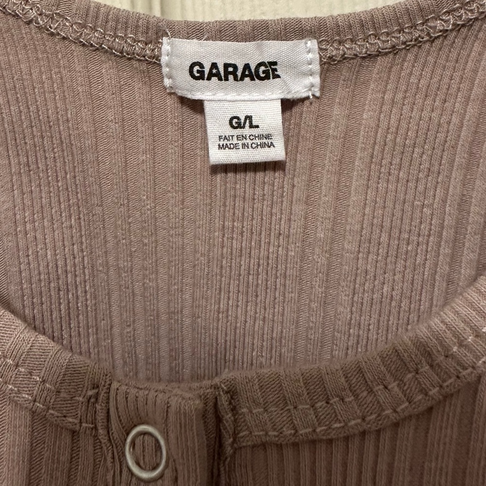 Garage Ribbed Button Tank Top - Tan - Picture 4 of 4